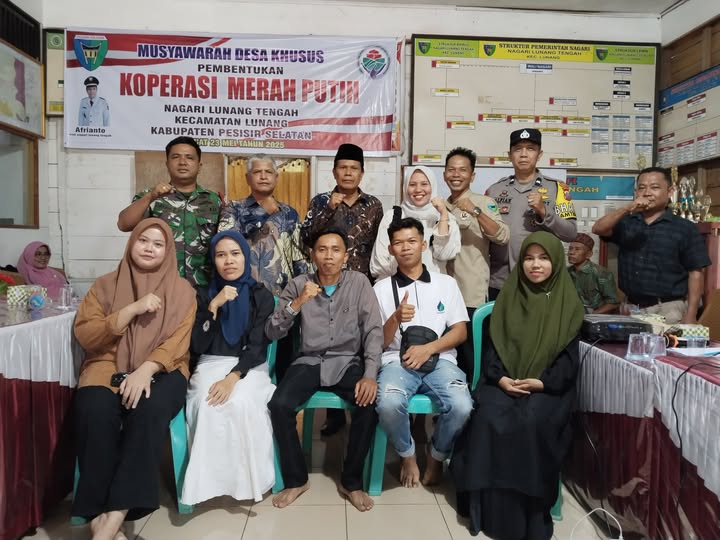 Pembentukan Koperasi Merah Putih Resmi Dideklarasikan di Nagari Lunang Tengah, Pesisir Selatan